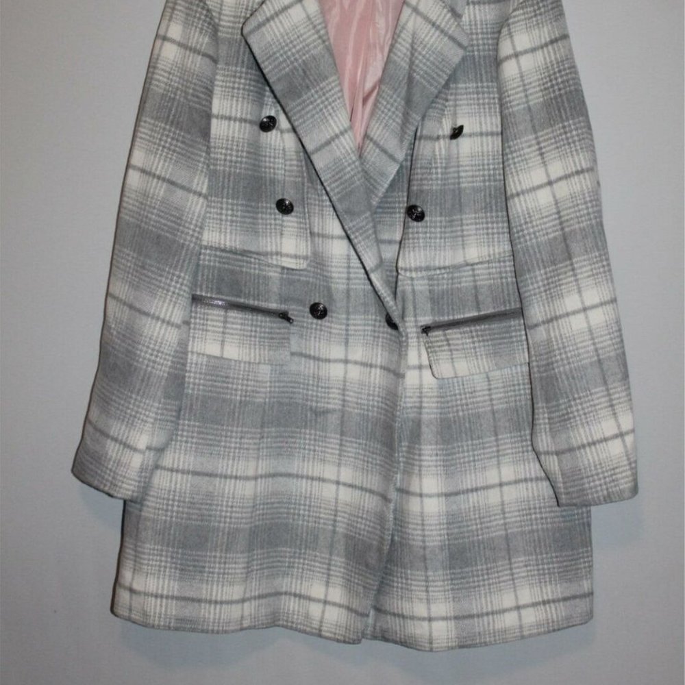 Torrid Plaid Wool Blend Midi Coat Gray HW9555 - Picture 2 of 10